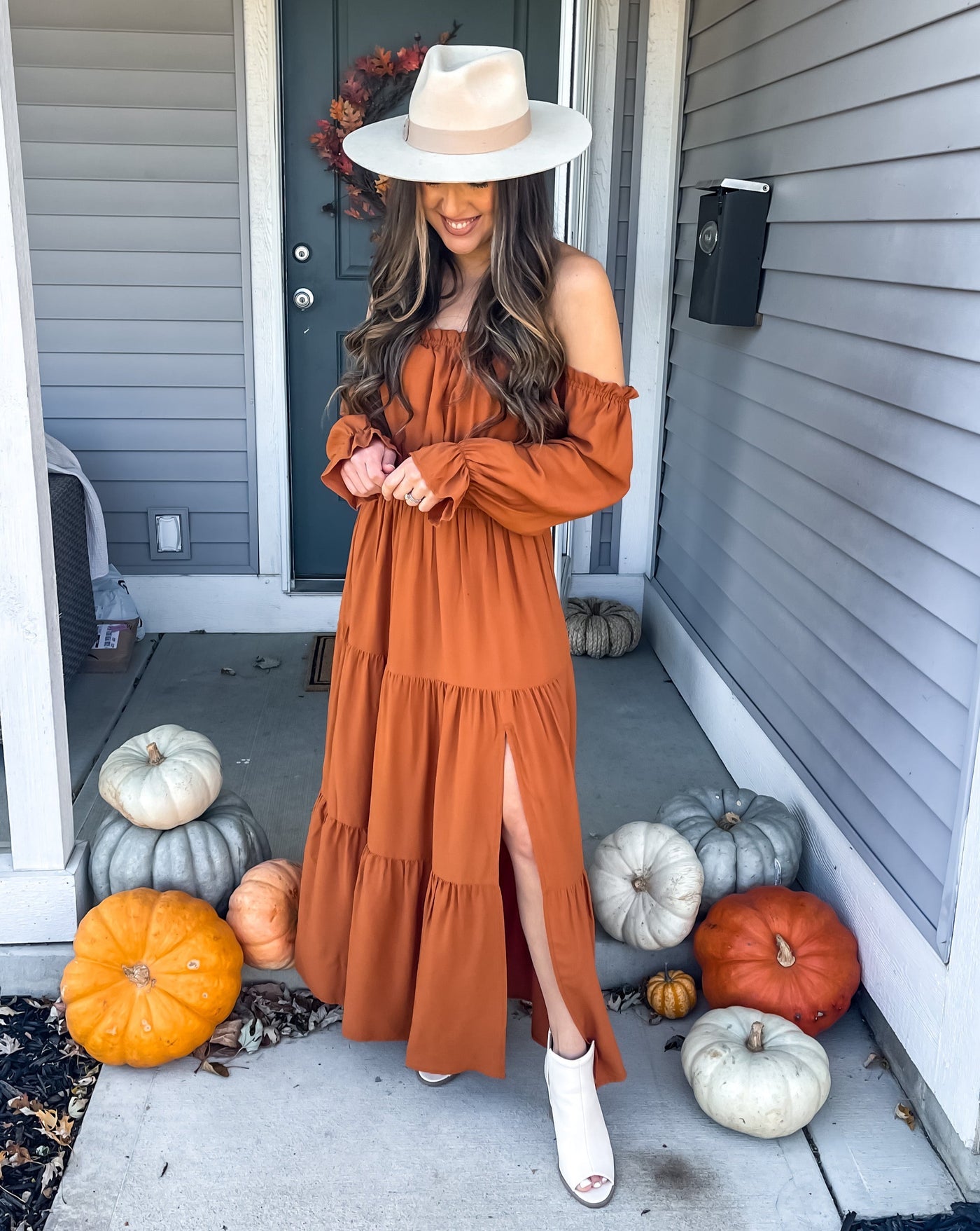 Off-Shoulder Smocked Maxi Dress