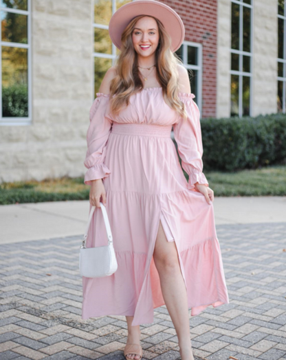 Off-Shoulder Smocked Maxi Dress