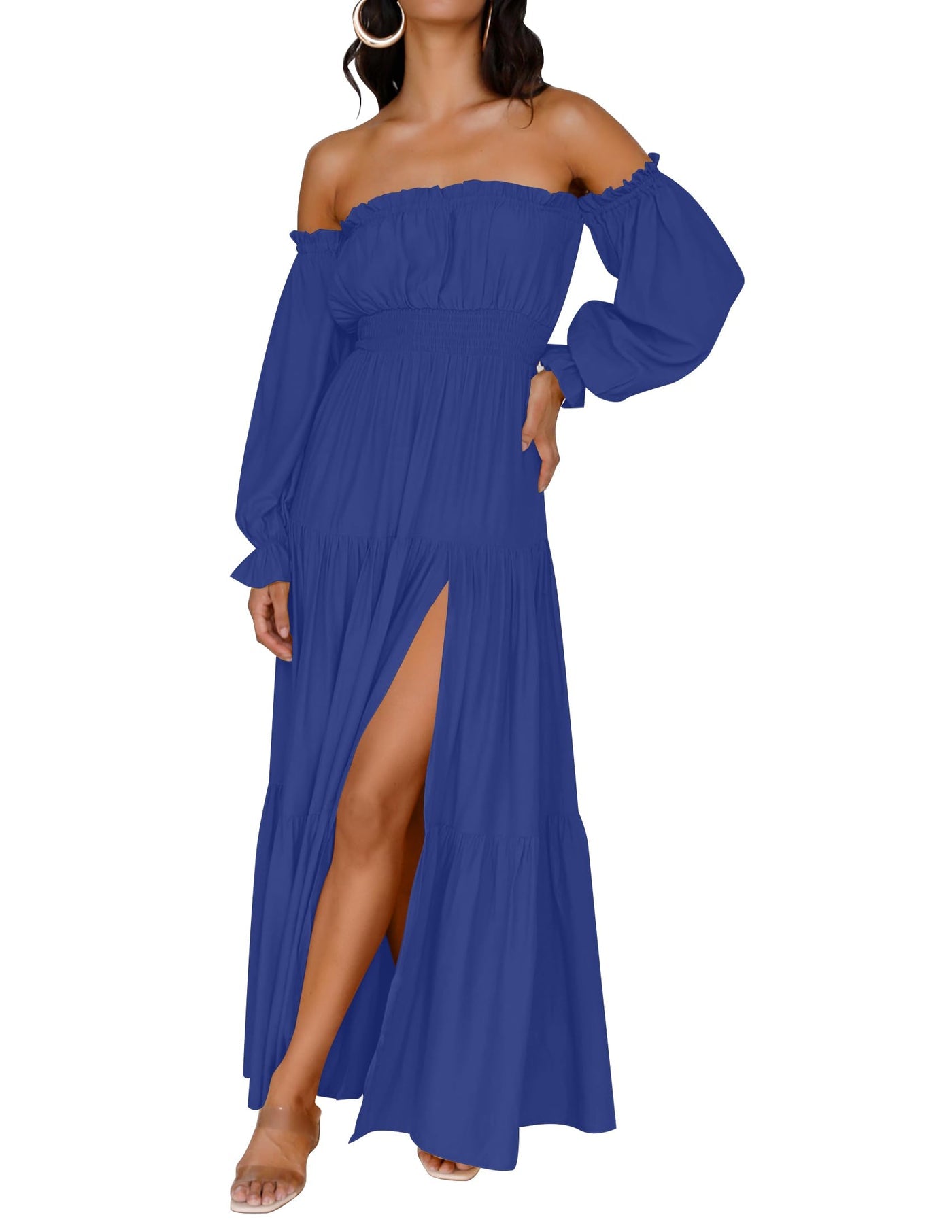 Off-Shoulder Smocked Maxi Dress