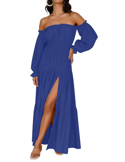 Off-Shoulder Smocked Maxi Dress