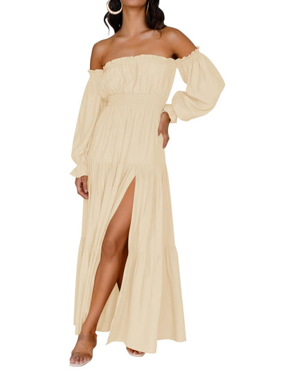 Off-Shoulder Smocked Maxi Dress